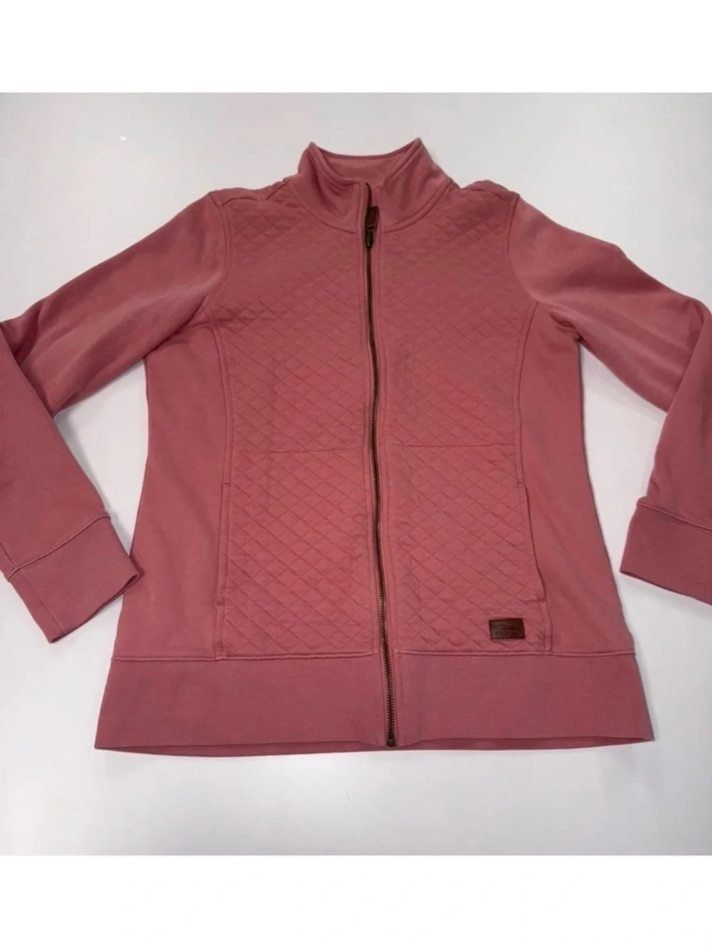 LL Bean Women’s Quilted Full Zip Sweatshirt Shacket Rose Wash Light Pink Small T